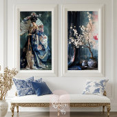 Oosterse esthetiek Elegant Geisha Portret Tissuepapier