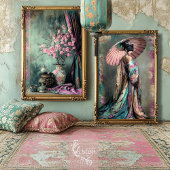 Oosterse esthetiek Elegant Geisha Portret Tissuepapier