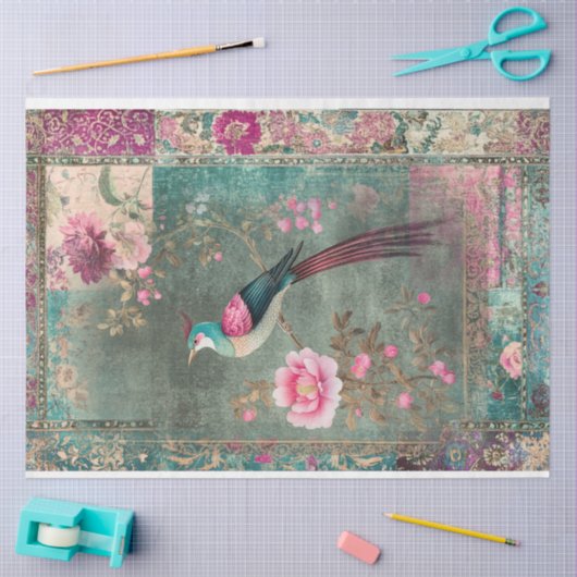 Oosterse esthetiek fazant vogel eclectisch patroon tissuepapier (Craft)