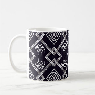 Oosterse etnische, traditionele naadloze achtergro koffiemok