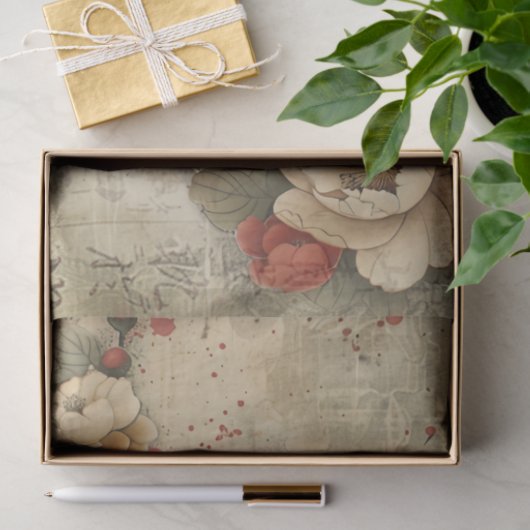  Oosterse Fan & Bloemenkunst Tissuepapier (Geschenk)