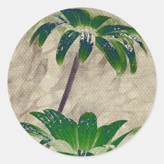 Oosterse geïnspireerde bloemen ronde sticker (Voorkant)