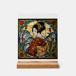 Oosterse Geisha Acryl Glas-in-Lood Wandkunst Bord