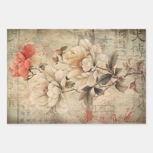 Oosterse Geisha esthetiek Zware gewicht Decoupage Inpakpapier Vel (Voorkant 3)