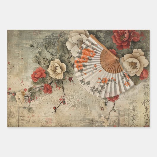 Oosterse Geisha esthetiek Zware gewicht Decoupage Inpakpapier Vel (Voorkant 2)