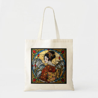 Oosterse Geisha Glas in Loodstijl Tote Bag