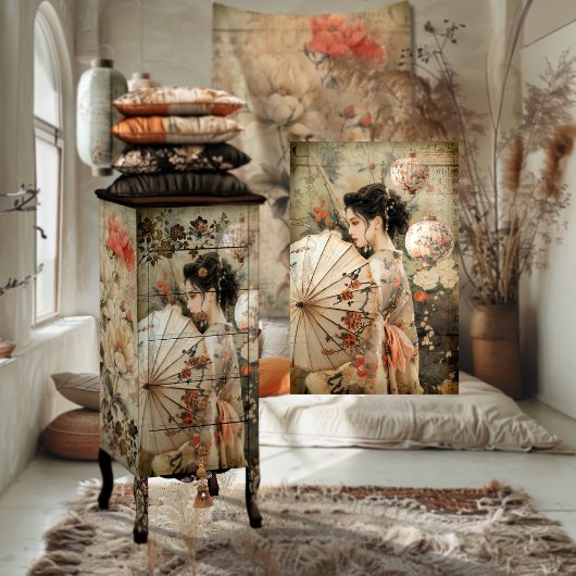  oosterse geisha portretkunst tissuepapier