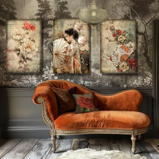  oosterse geisha portretkunst tissuepapier