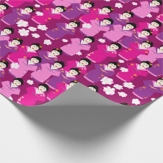 Oosterse Geishas in traditionele Kimono jurk Cadeaupapier (Hoek)