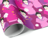 Oosterse Geishas in traditionele Kimono jurk Cadeaupapier (Rol Hoek)