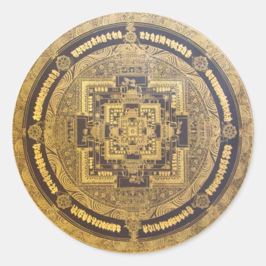 OOSTERSE GOUDEN ESOTERISCHE MANDALA RONDE STICKER (Voorkant)