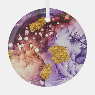 Oosterse gouden wervelingen Abstract schilderij Glas Ornament