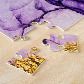 Oosterse gouden wervelingen Abstract schilderij Legpuzzel (Zijkant)