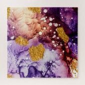 Oosterse gouden wervelingen Abstract schilderij Legpuzzel (Horizontaal)