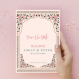 Oosterse grens Bloemen  Lijst bruiloft Aankondigingskaart