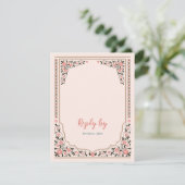  Oosterse Grens Bloemen Lijst Trouwantwoord RSVP Kaartje (Staand voorkant)