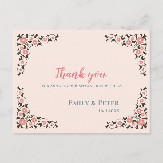  Oosterse grens Lijst bruiloft Dank u Briefkaart (Voorkant)