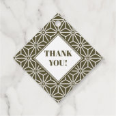 Oosterse Groene Matsuba Asanoha Japan Patroon Bedankjes Labels (Achterkant)