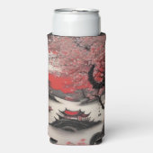 Oosterse inktborstel tekening Chinees dorp Seltzer Blikjeskoeler (Seltzer Voorkant)