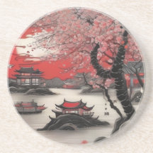 Oosterse Inktborstel Tekening Chinees landschap