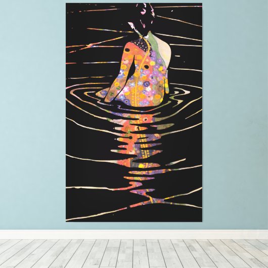 oosterse Japanse vrouwen die vandaag in bad gaan Canvas Afdruk (Insitu (Houten vloer))