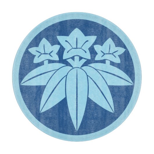 Oosterse Kamakura Minamoto Mon Japanse clan blauw Snijplank (Voorkant)