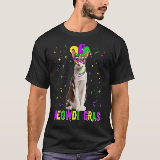 Oosterse Kat  Meowdi Gras Mardi Gras Carnaval T-shirt (Voorkant)
