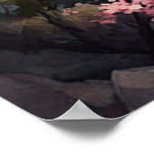 Oosterse kersenbloesems Waterverf schilderij Poster (Hoek)