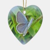 Oosterse kerstversiering blauw vlinder keramisch ornament (Links)