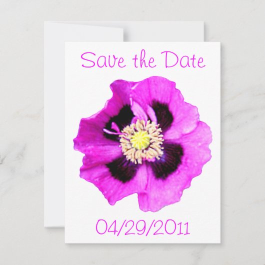 Oosterse Klaproos 'Save the Date' aankondiging wit (Voorkant)