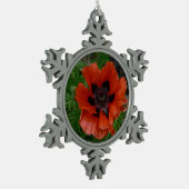 Oosterse klaproos tin sneeuwvlok ornament (Links)