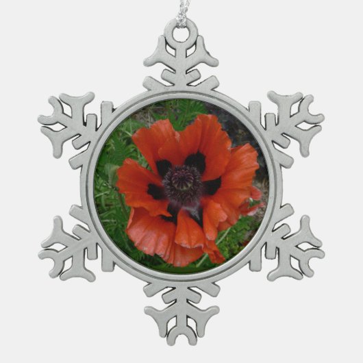 Oosterse klaproos tin sneeuwvlok ornament (Voorkant)