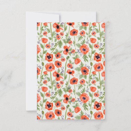 Oosterse Klaprozen Bloemmotief in Watercolor RSVP Kaartje (Achterkant)