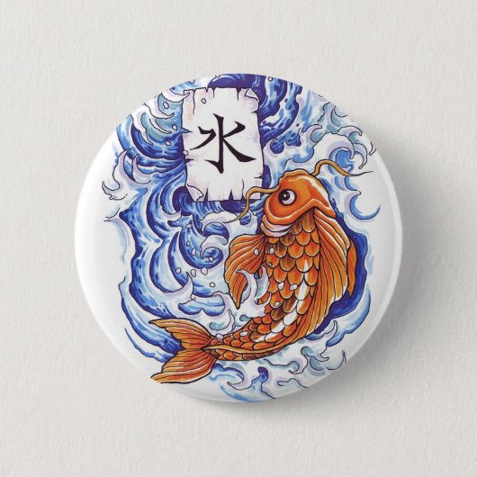 oosterse koi ronde button 5,7 cm (Voorkant)