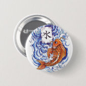 oosterse koi ronde button 5,7 cm (Voorkant /achterkant)