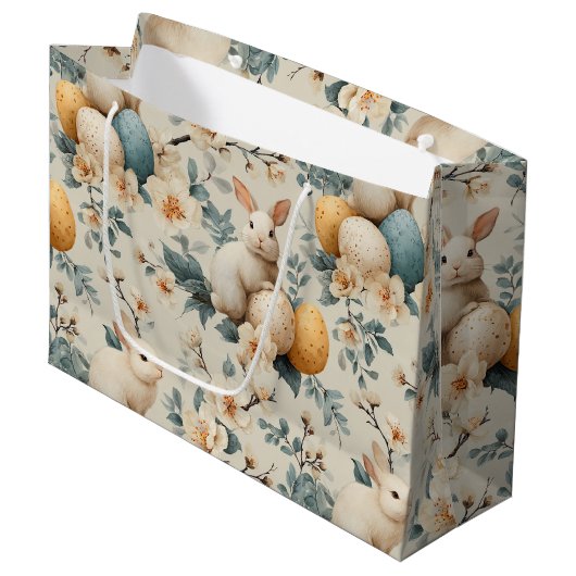 Oosterse Konijn Bloemen (3) Groot Cadeauzakje (Voorkant Gekanteld)