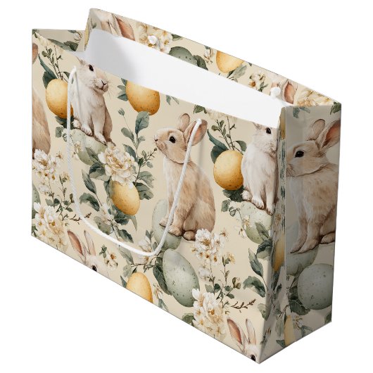 Oosterse Konijn Bloemen (5) Groot Cadeauzakje (Voorkant Gekanteld)