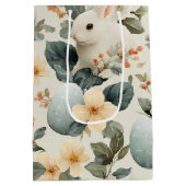Oosterse Konijn Bloemen (6) Medium Cadeauzakje (Achterkant)
