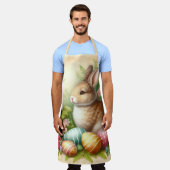 Oosterse konijn met bloemen uit het verleden schort (Gedragen)