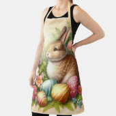 Oosterse konijn met bloemen uit het verleden schort (Insitu)