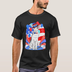 Oosterse Korthaar Kat 4 juli Patriottische Amerika T-shirt