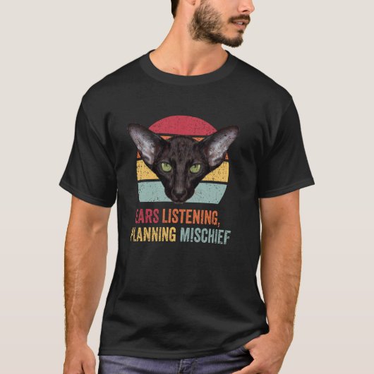 Oosterse Korthaar Kat Grappige Retro Kitten Kat T-shirt (Voorkant)