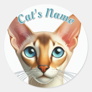 Oosterse Korthaar Kat · Voeg een naam toe Ronde Sticker