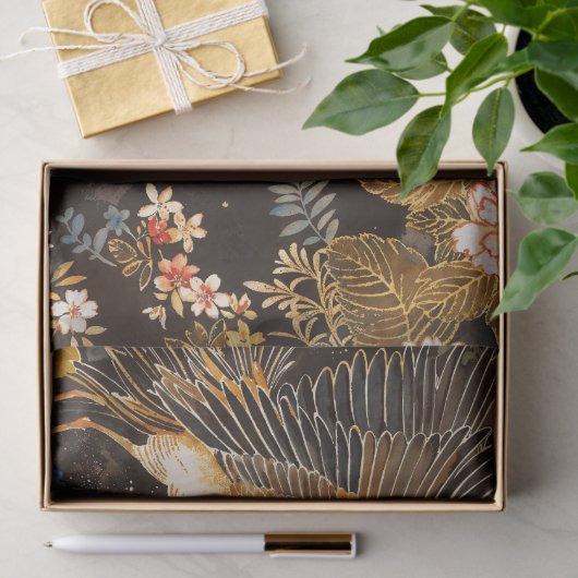 Oosterse kraan en bloemenelegantie tissuepapier (Geschenk)