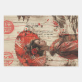 Oosterse kraan vrouw zonsondergang decoupage inpakpapier vel (Voorkant 3)