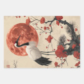 Oosterse kraan vrouw zonsondergang decoupage inpakpapier vel (Voorkant 2)