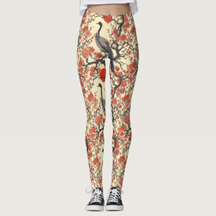 Oosterse Kraanvogel en Pioen - Traditionele Aziati Leggings