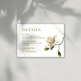 Oosterse Magnolia bruiloft Details Behuizing Kaart