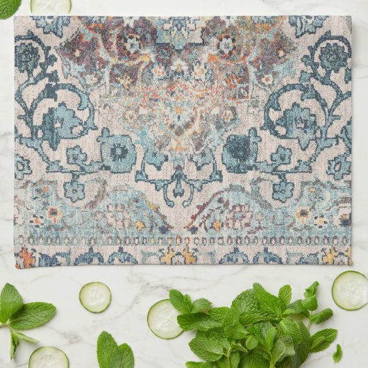 oosterse motieven in blauw en blauw theedoek (Gevouwen)