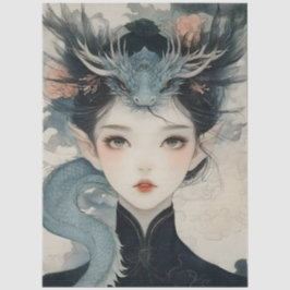 Oosterse Mythologische Nimf Fantasy Dragon Tissuepapier